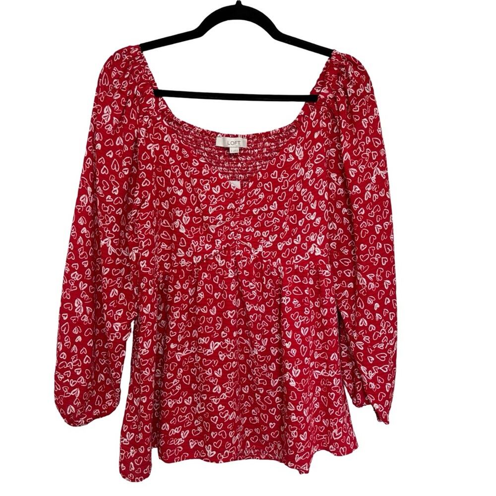 NEW LOFT Heart Cinched Sweetheart Neck Blouse - Size 8 - Picture 4 of 9